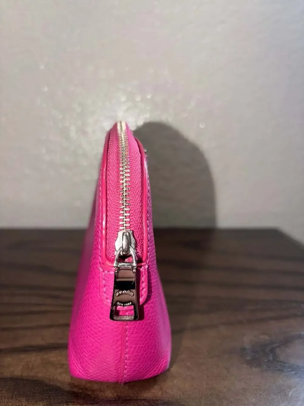 Coach Darcy Bow Cosmetic Case in Hot Pink Leather